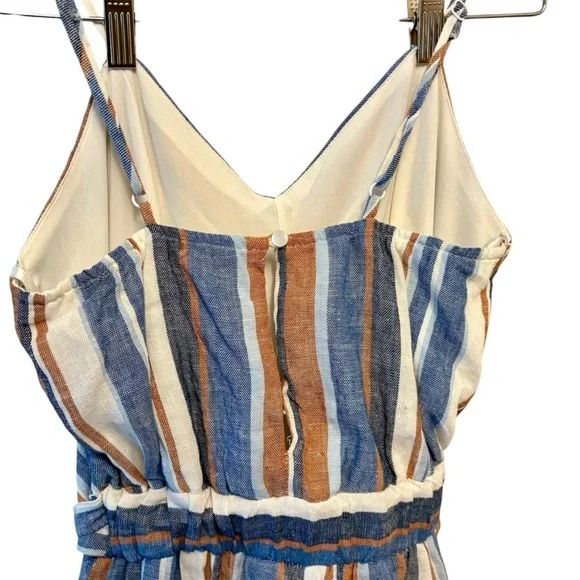 Monteau Multicolor Linen Jumpsuit Halter w/ Belt Wide Leg Crop Size Extra Small - Picture 7 of 12